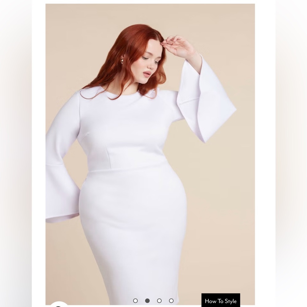 Eloquii Scuba Flare Sleeve Midi Dress